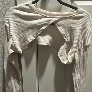 Zara Tan Ribbed Crop Top with Cut Out